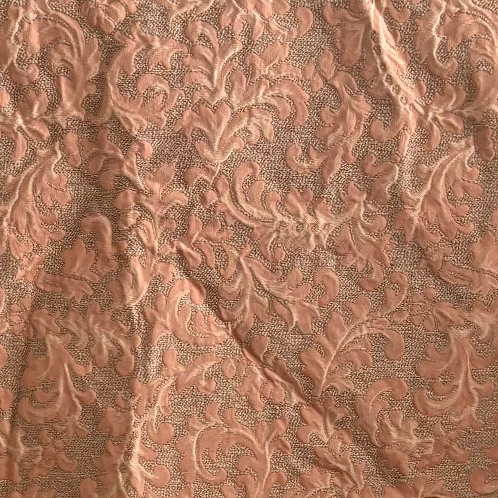 Vintage Kravet  Salmon Scrolled Tapestry Fabric with linen matelasse acce…